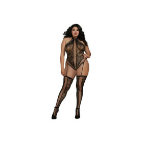 Combinaison Grande Taille dans un style Body string en dentelle avec des détails croisés 